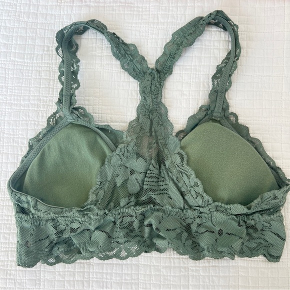Aerie Lace Bralette Set in Coral and Moss Green Size Medium - Picture 3 of 7
